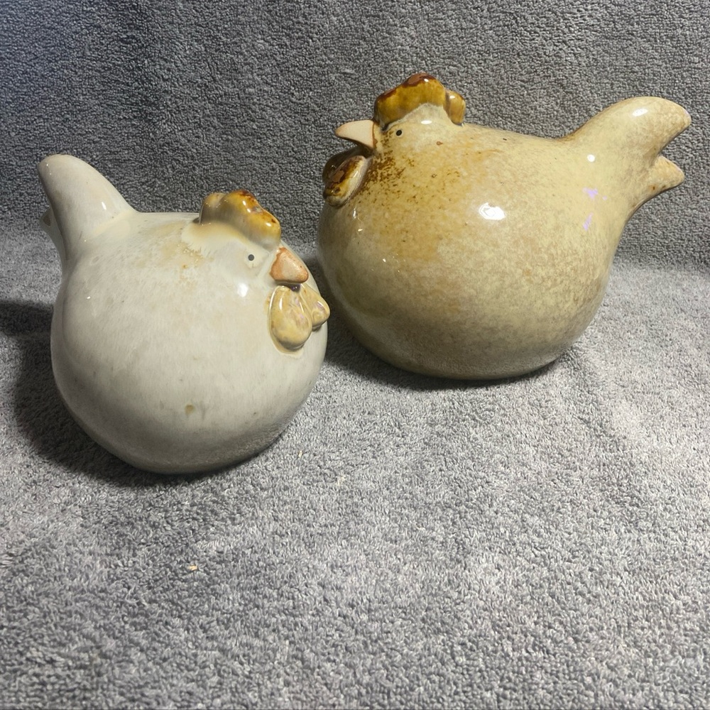 Pair of Ceramic Chubby Chickens